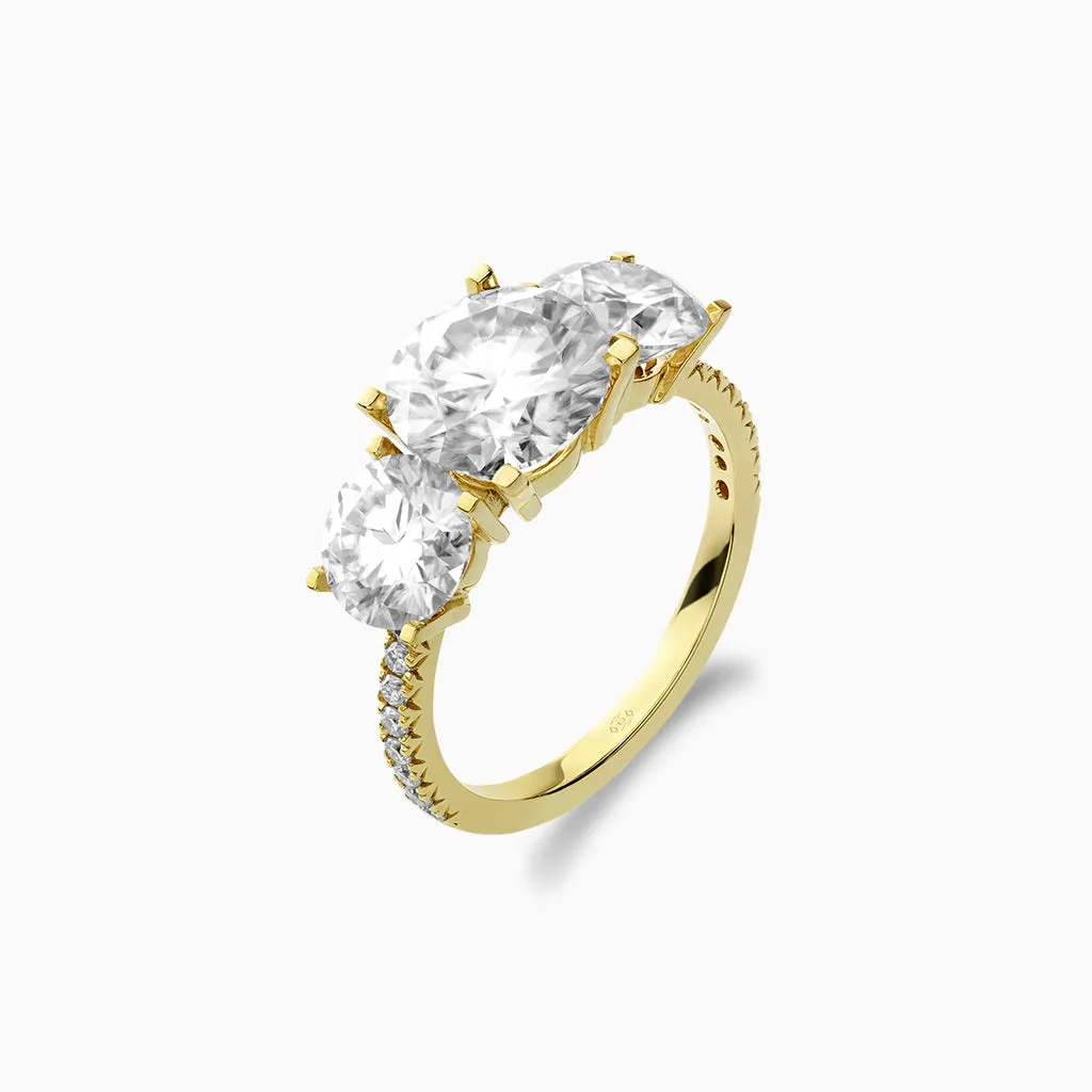 Diamond2 Three-Stone Ring with embellished band