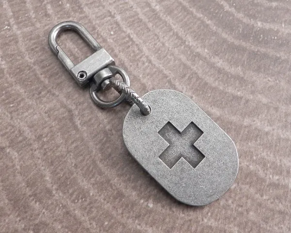 Dog Tag Cross Key Chain Clip-on