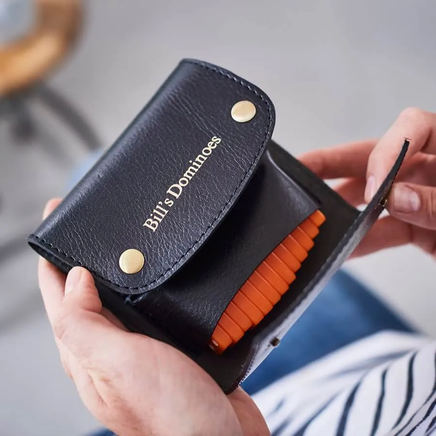 Dominoes Set With Personalised Leather Case