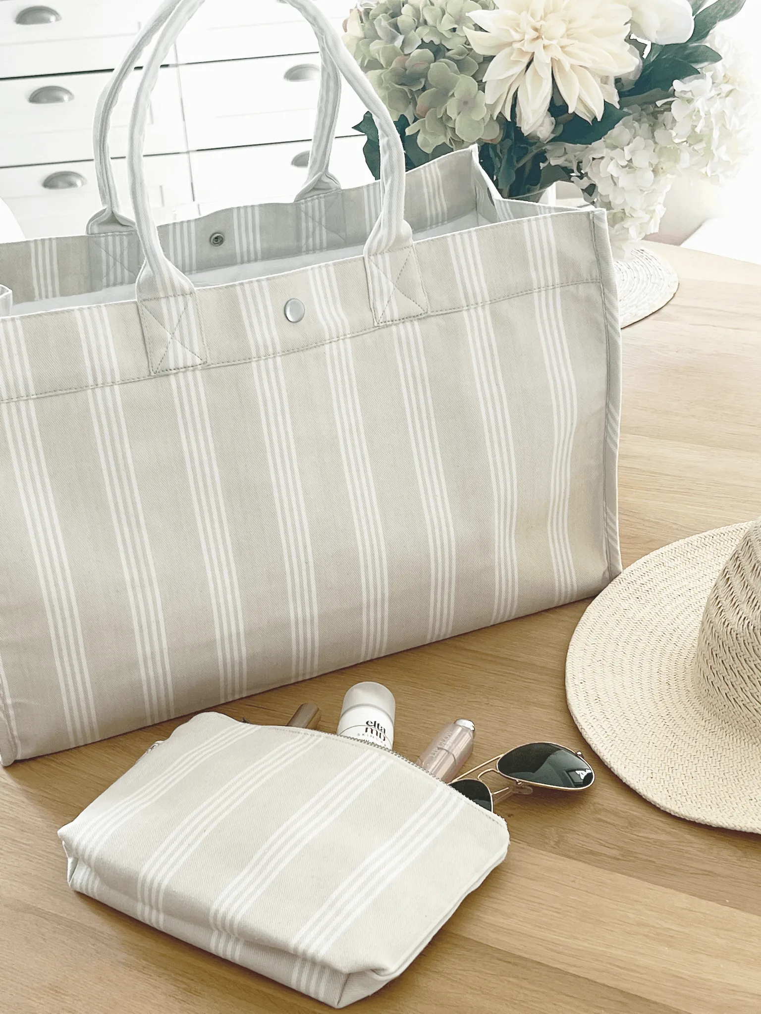 East West Bag - Sand Ticking Stripes