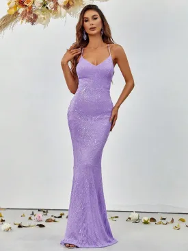 Elegant Back Lace Up Sequin Mermaid Dresses