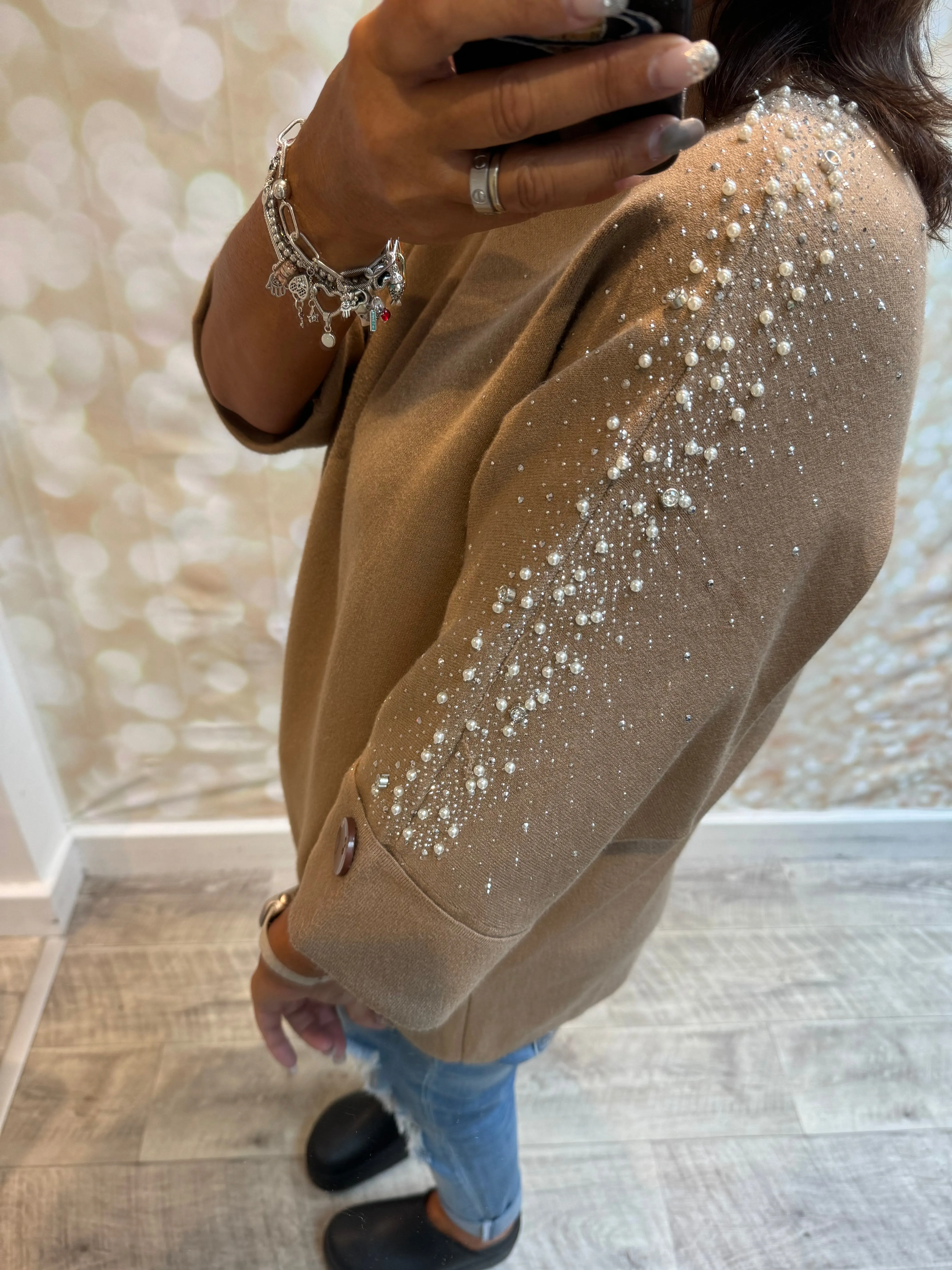 Embellished 3/4 Sleeve Jumper