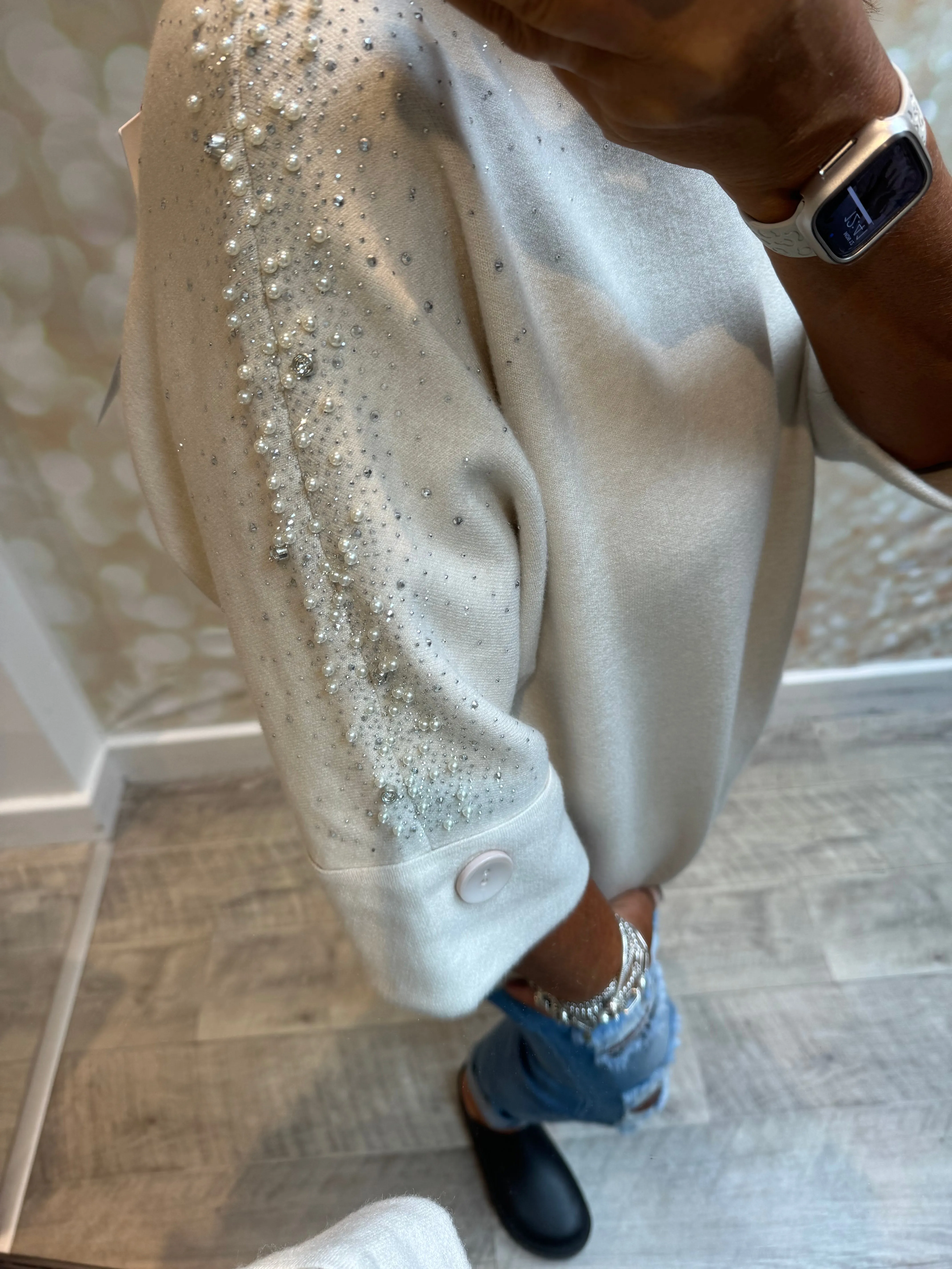 Embellished 3/4 Sleeve Jumper