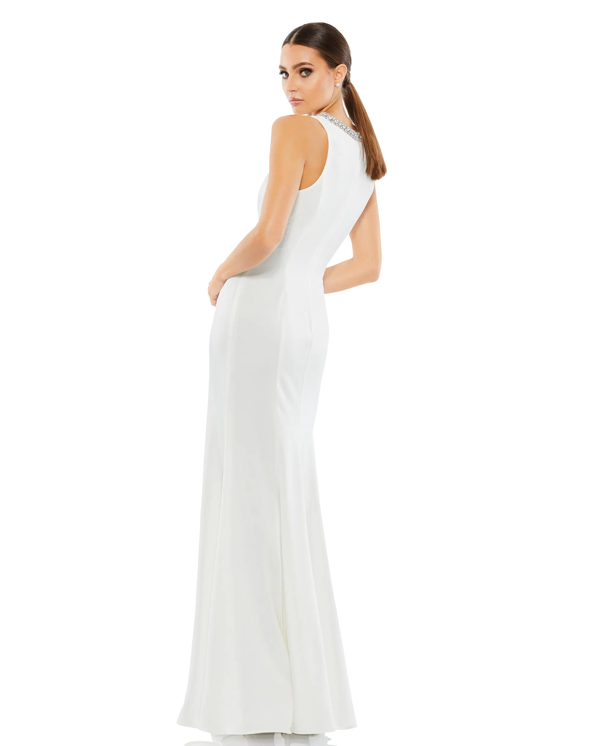 Embellished Neck Trumpet Gown - FINAL SALE