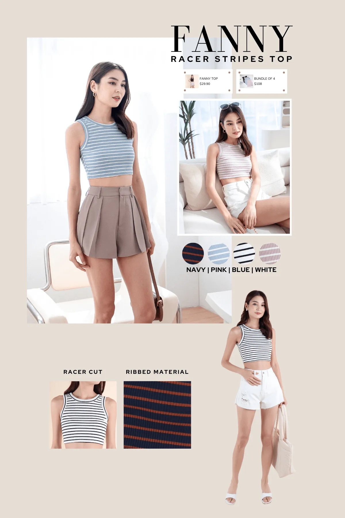 FANNY RACER STRIPES TOP BUNDLE