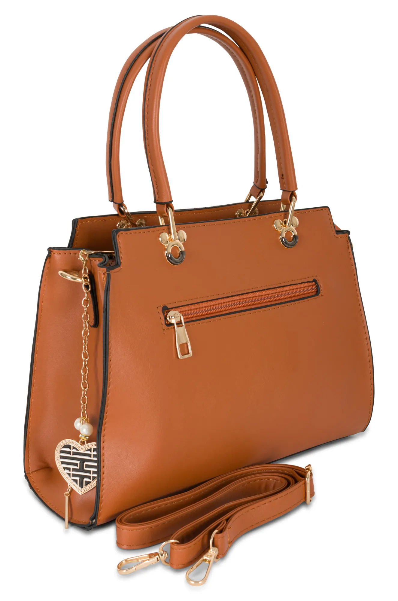 Faux Leather Bag with accessory | TAN | 0487ZZ