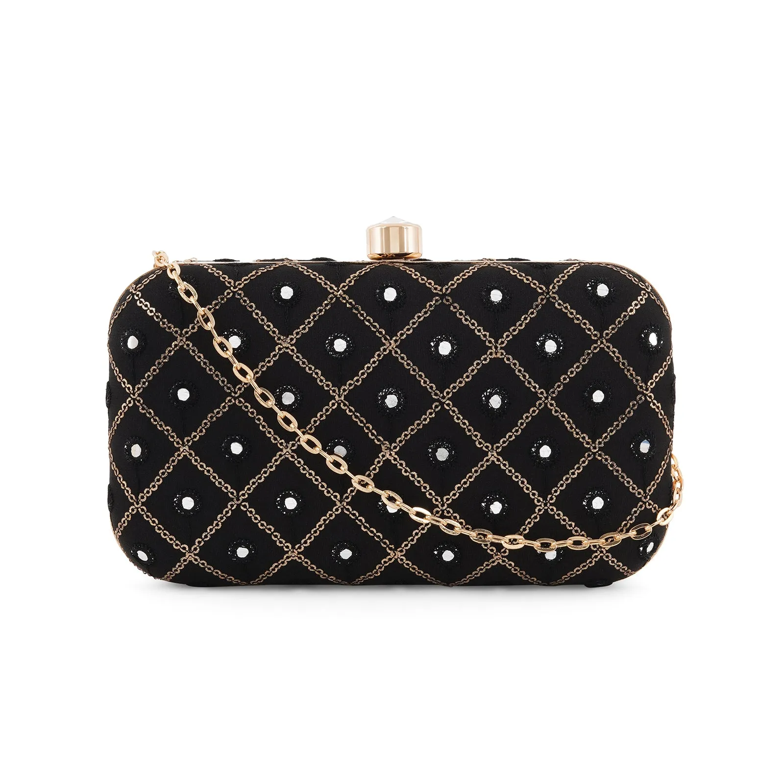 Festive Duet Black Embroidered Clutch