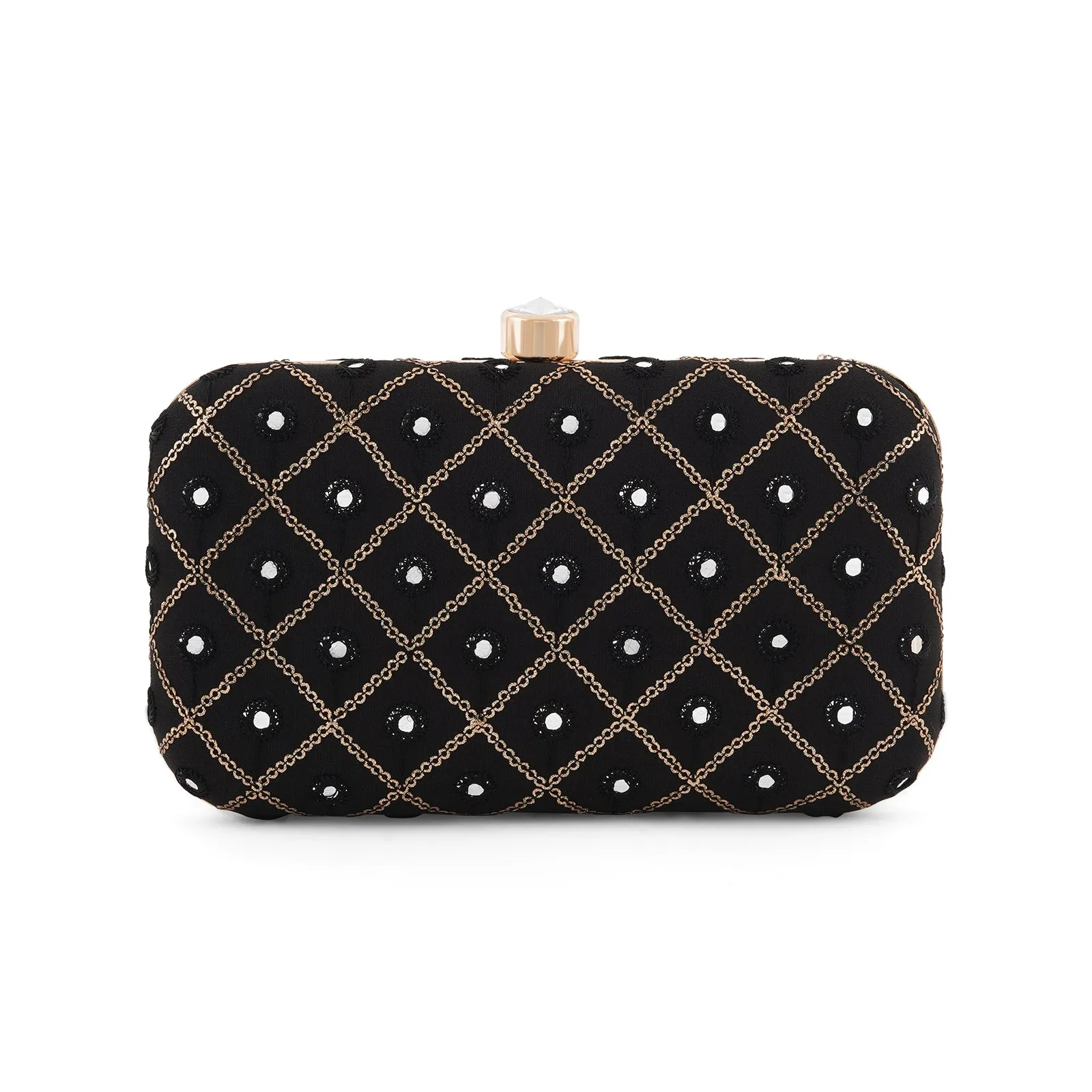 Festive Duet Black Embroidered Clutch