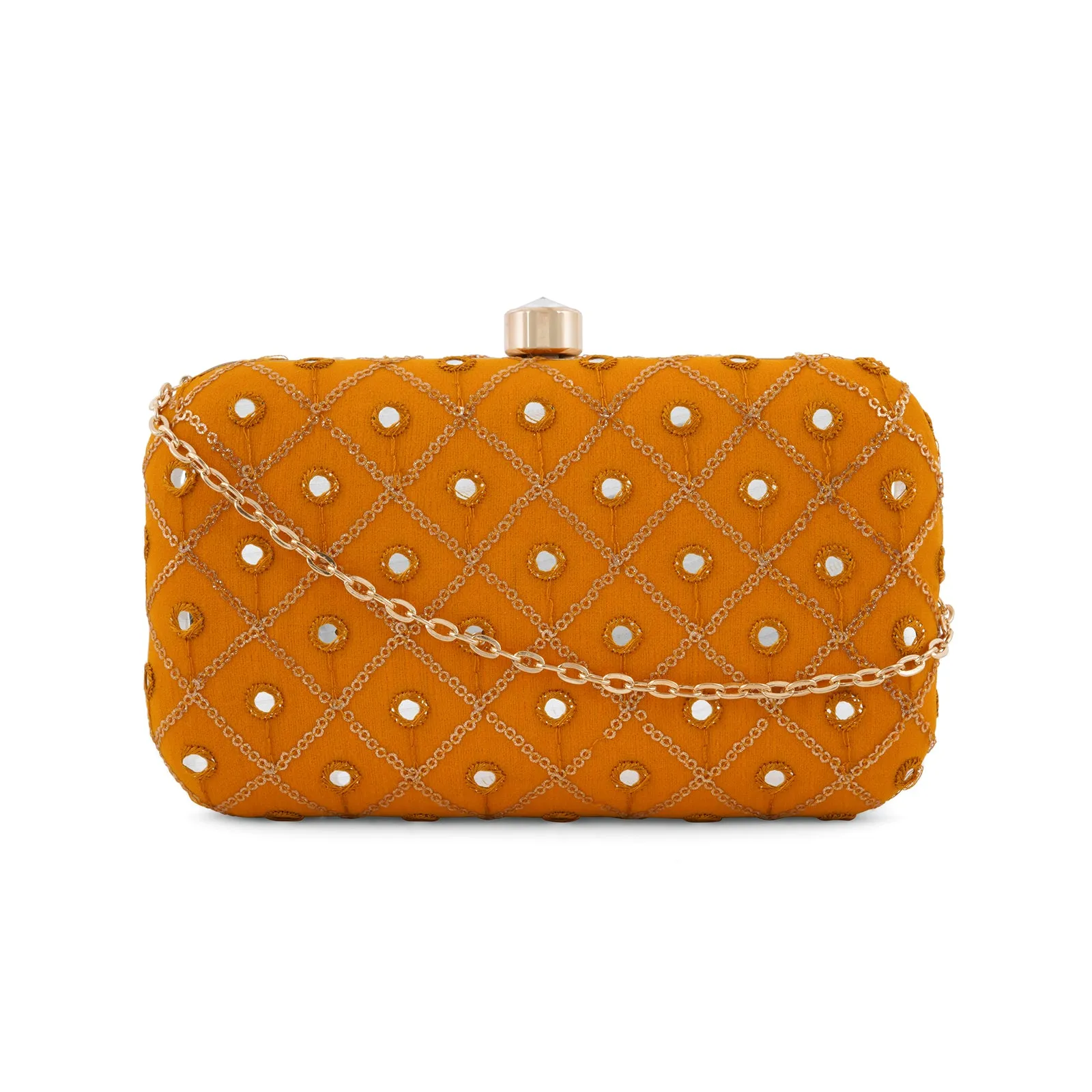 Festive Duet Yellow Embroidered Clutch