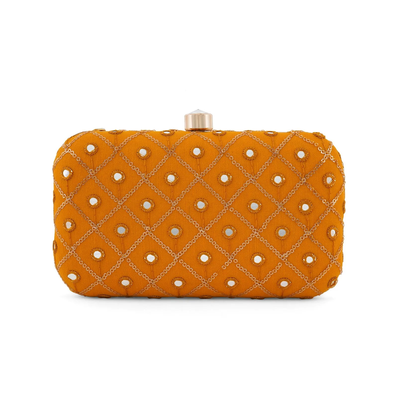 Festive Duet Yellow Embroidered Clutch