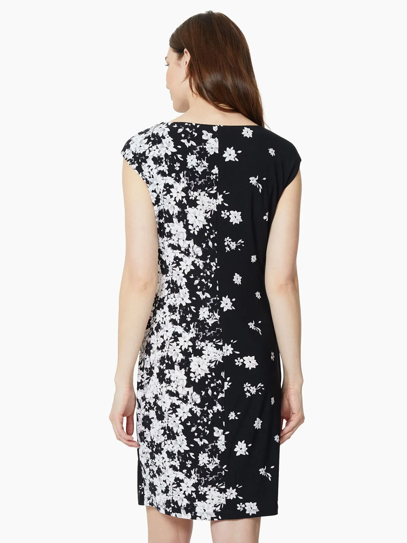 Floral Burst Jersey Knit Sheath Dress