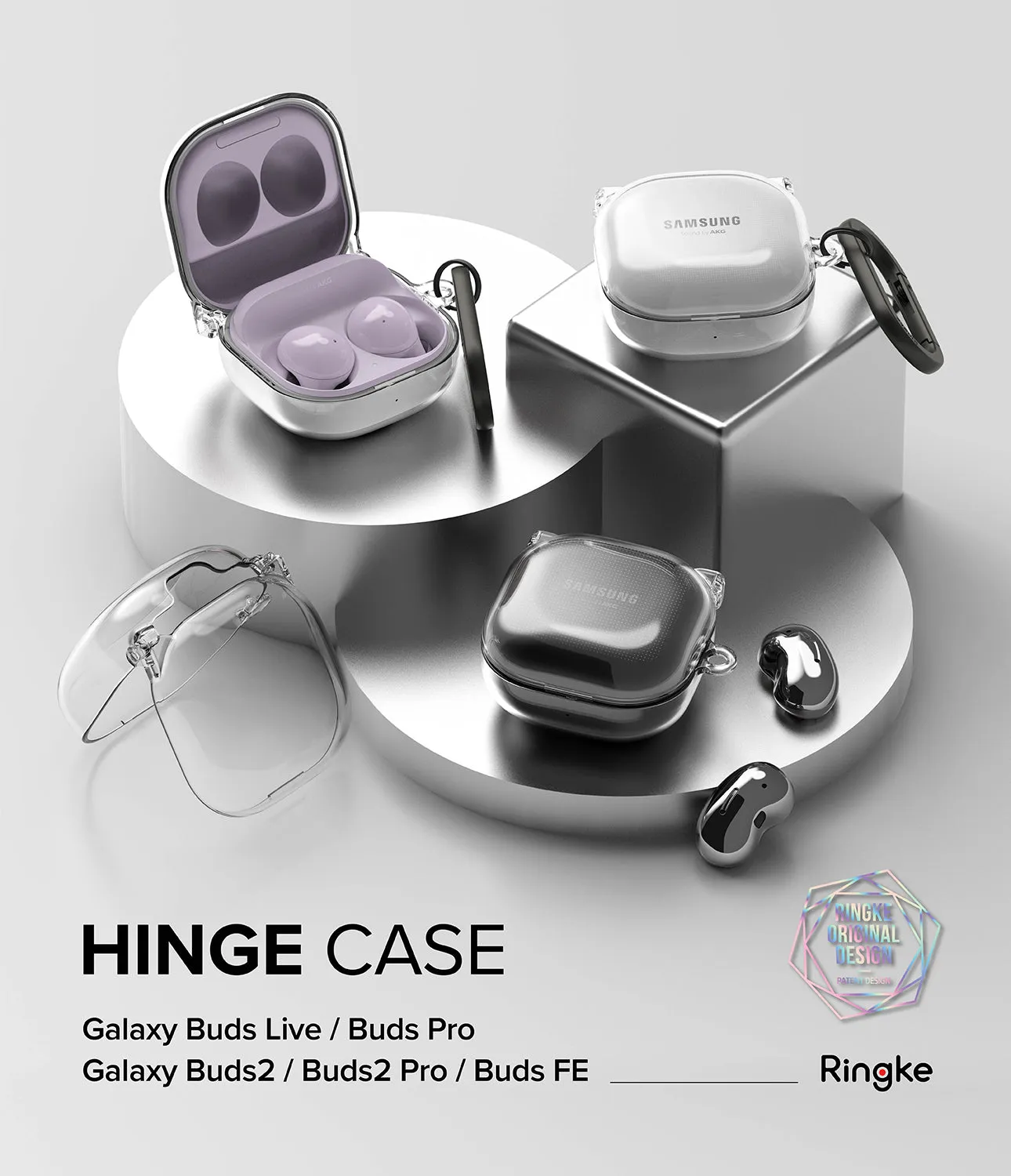 Galaxy Buds FE / 2 Pro / Buds 2 / Galaxy Buds Pro / Live Case | Hinge - Clear