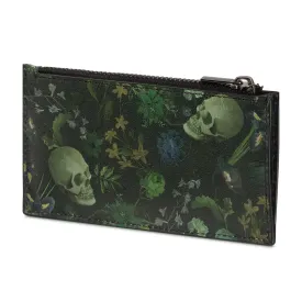 Green Dutch Floral Zip Leather Card Case