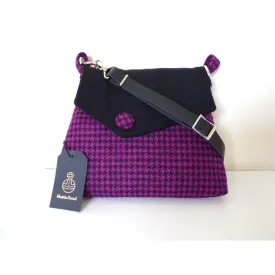 Harris Tweed Bag - Austwick Shoulder Bag - Fuchsia & Black