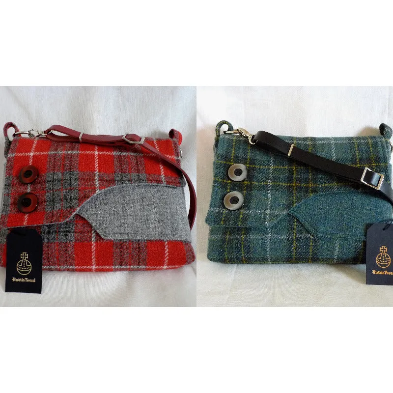 Harris Tweed Bag - Brancaster Shoulder Bag - Red & Grey