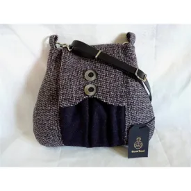 Harris Tweed Bag - Poacher Shoulder Bag - Purple & Black