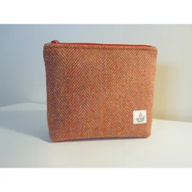 Harris Tweed Cosmetic Bag - Orange Herringbone