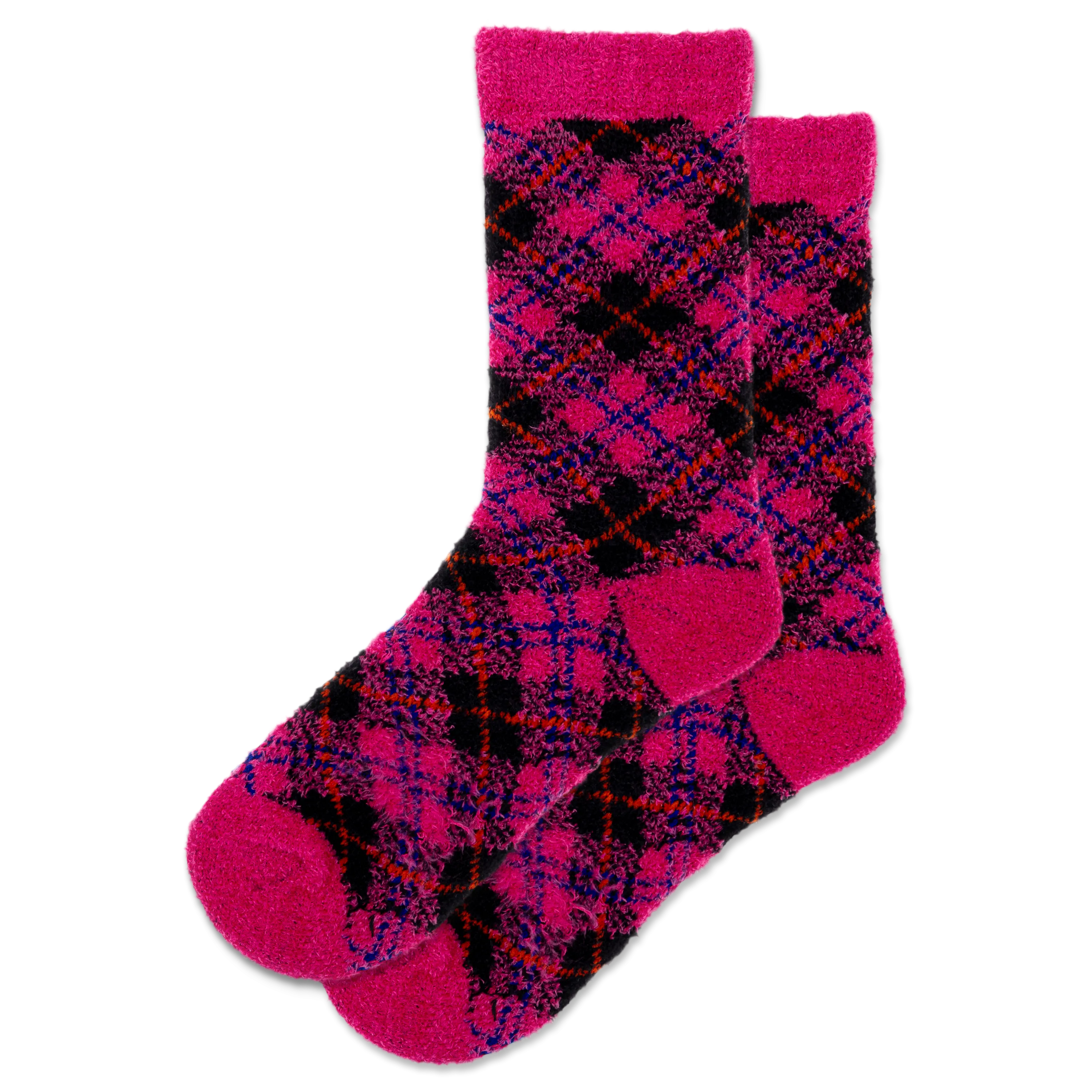 HOTSOX Women's Diagonal Plaid Feathery Boot Crew Sock