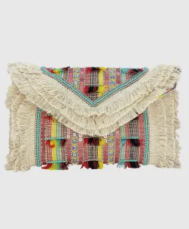 JAVIER JUTE EMBROIDERY CLUTCH