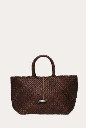 Large Leather Basket Dark Brown