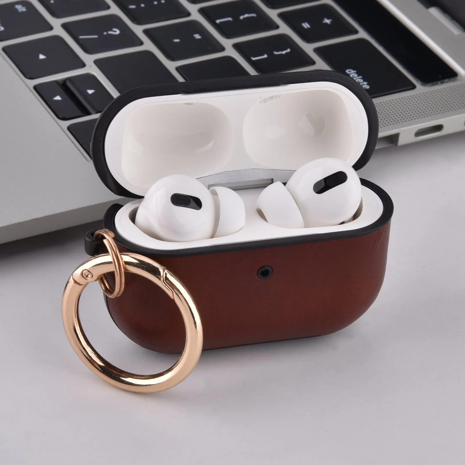 Leather & PC Case for Apple AirPods Pro with Keychain