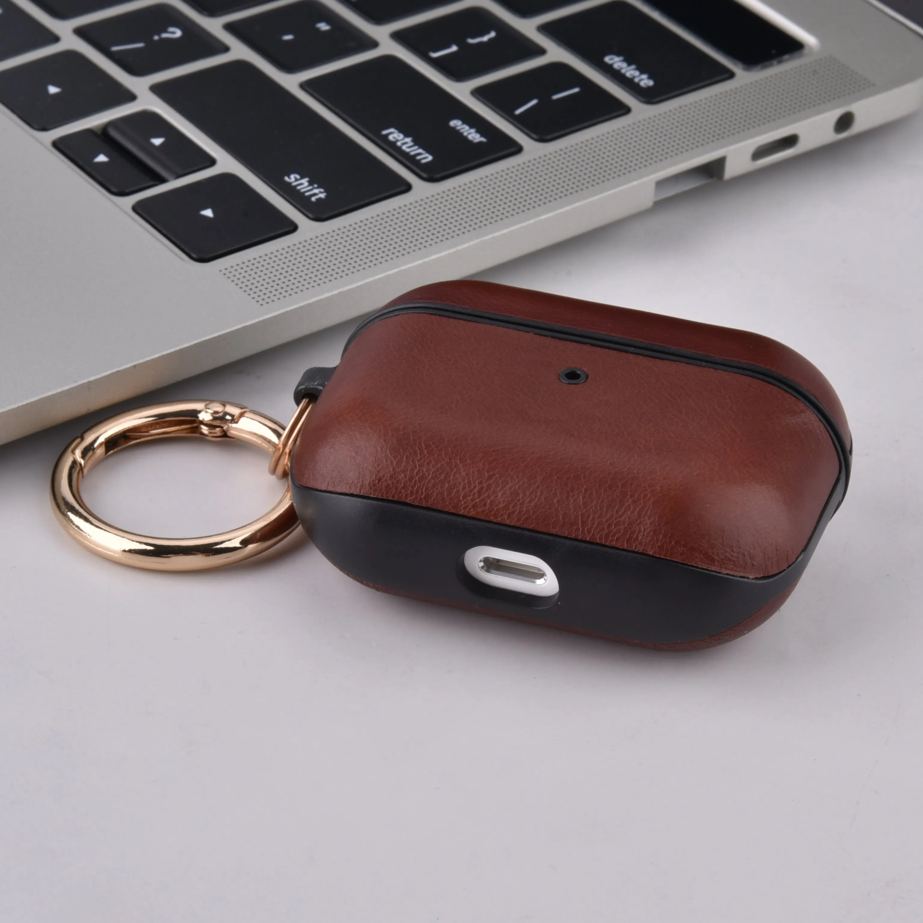 Leather & PC Case for Apple AirPods Pro with Keychain