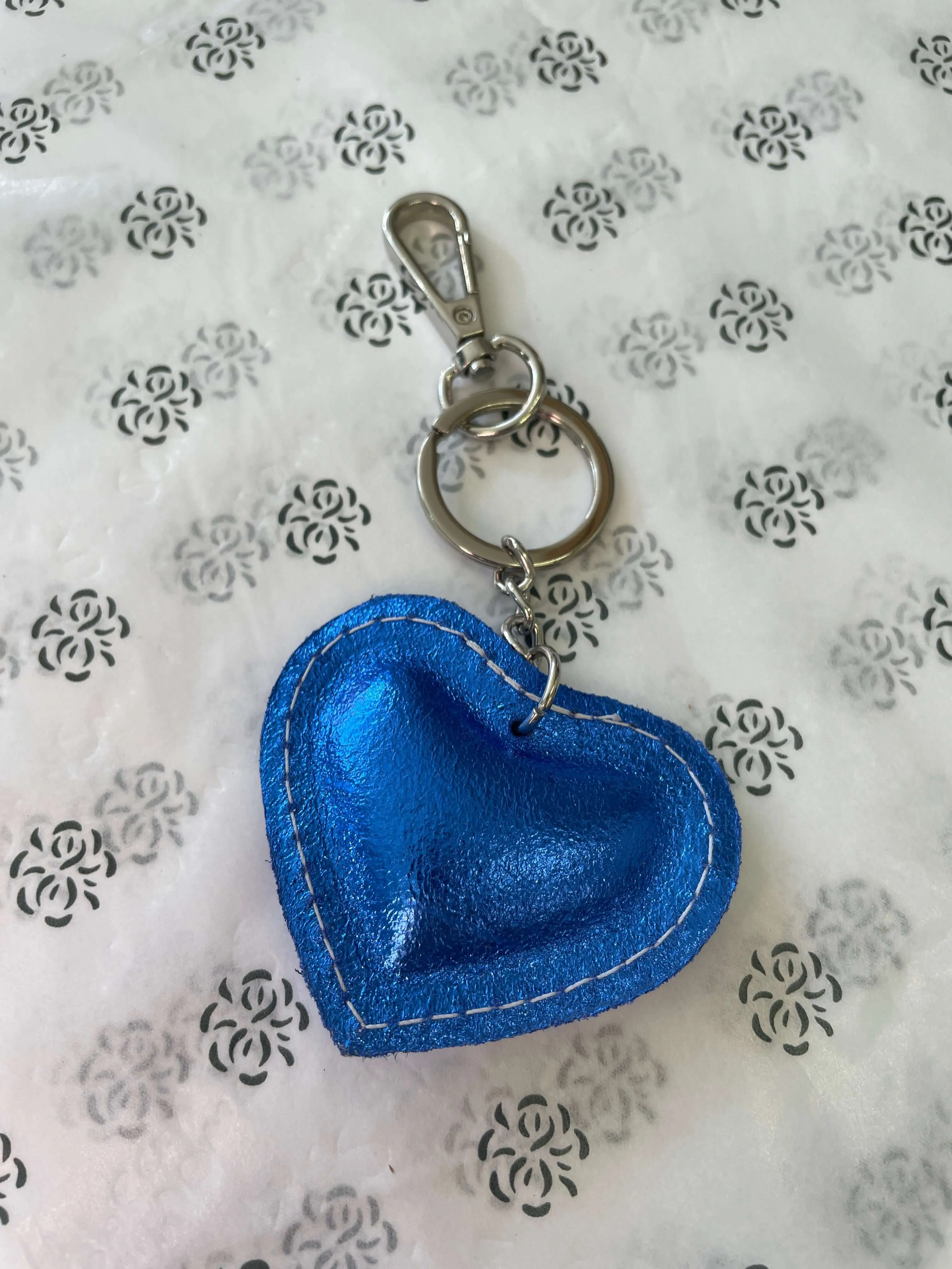 Leather Heart Key ring Bag Charm