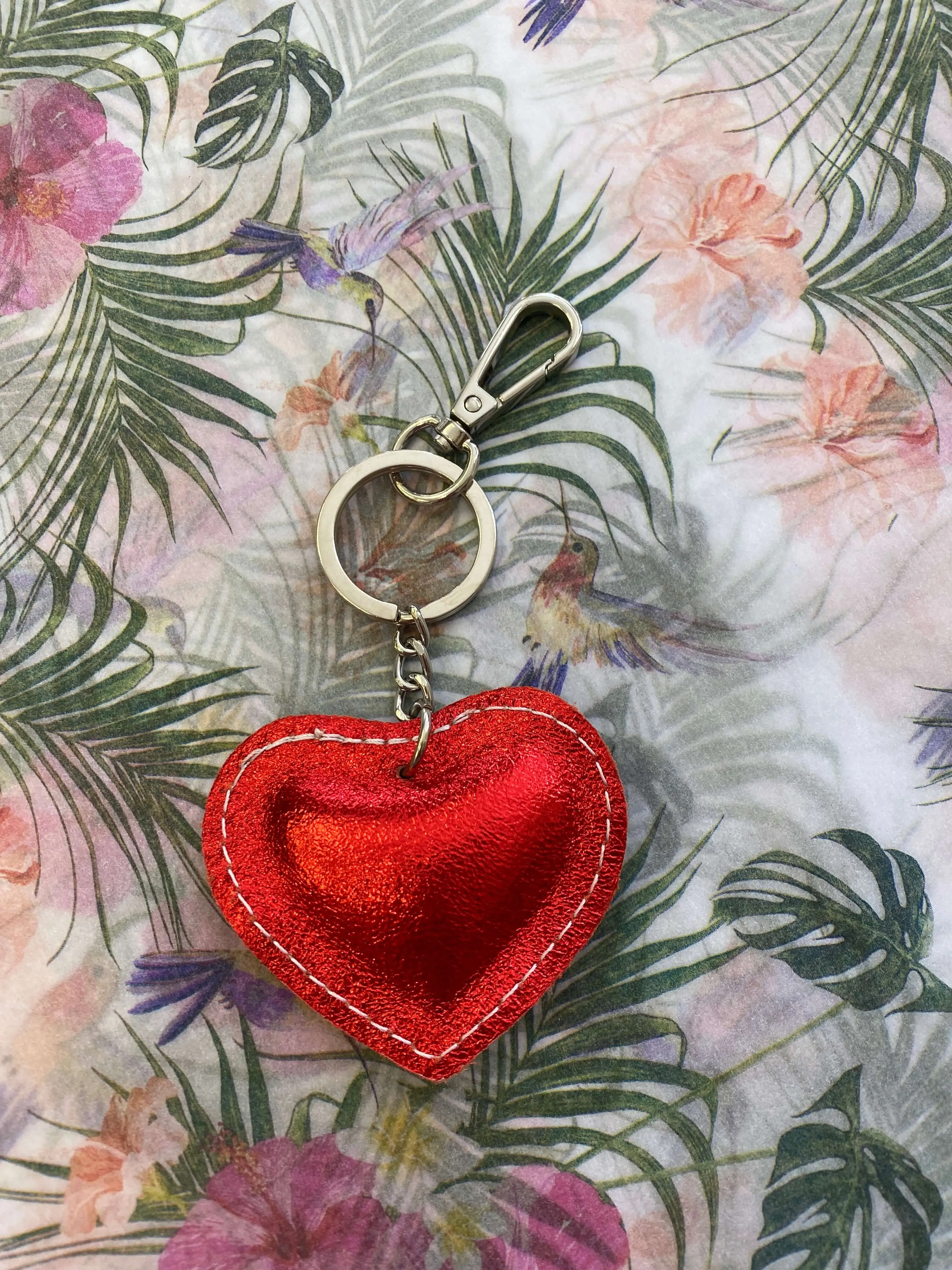 Leather Heart Key ring Bag Charm