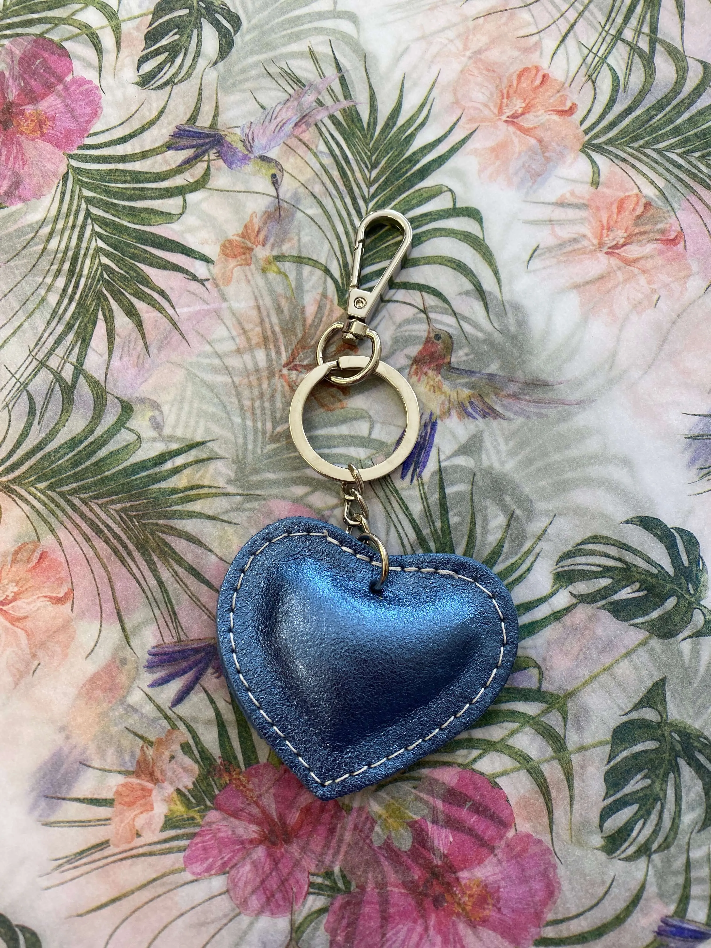 Leather Heart Key ring Bag Charm