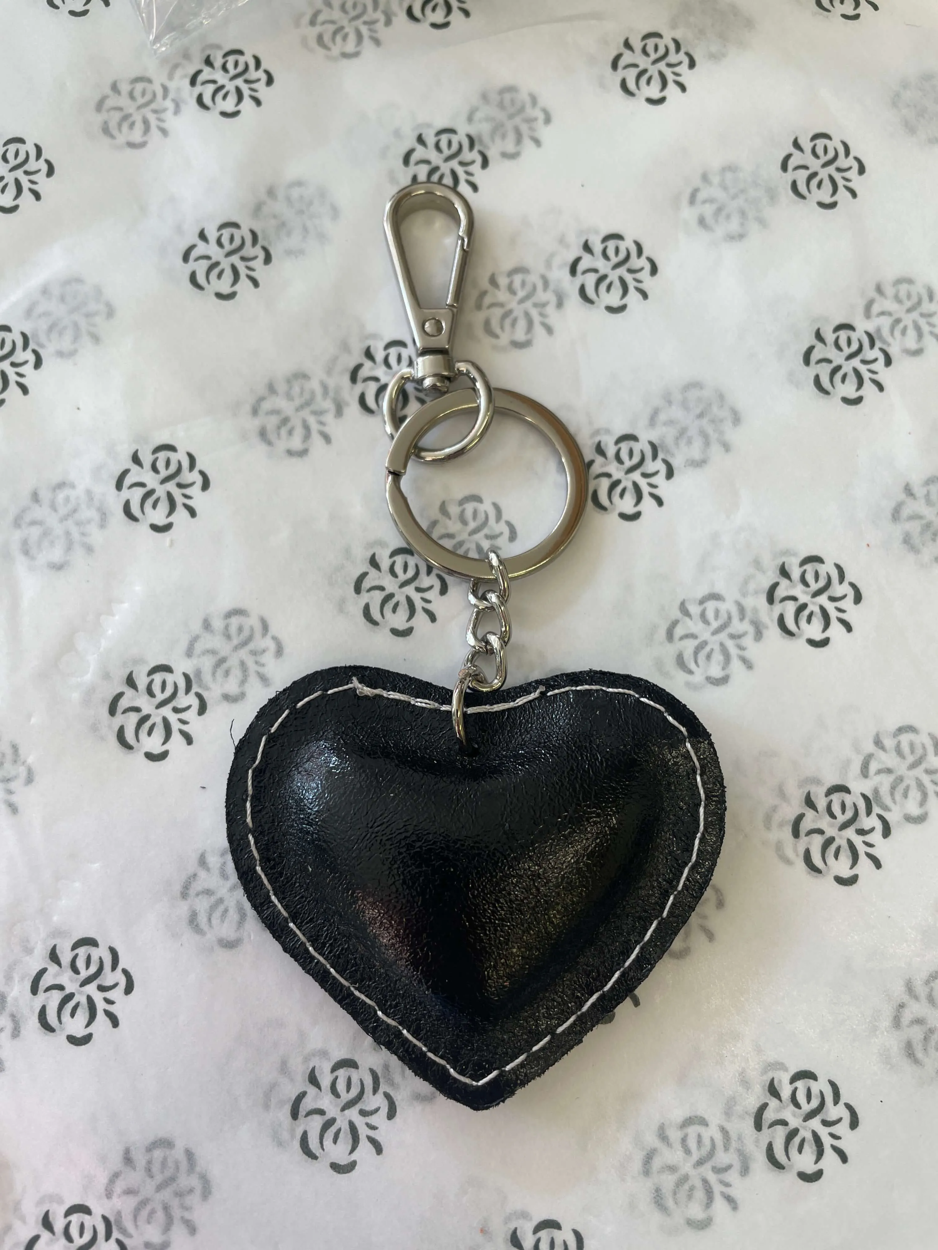 Leather Heart Key ring Bag Charm