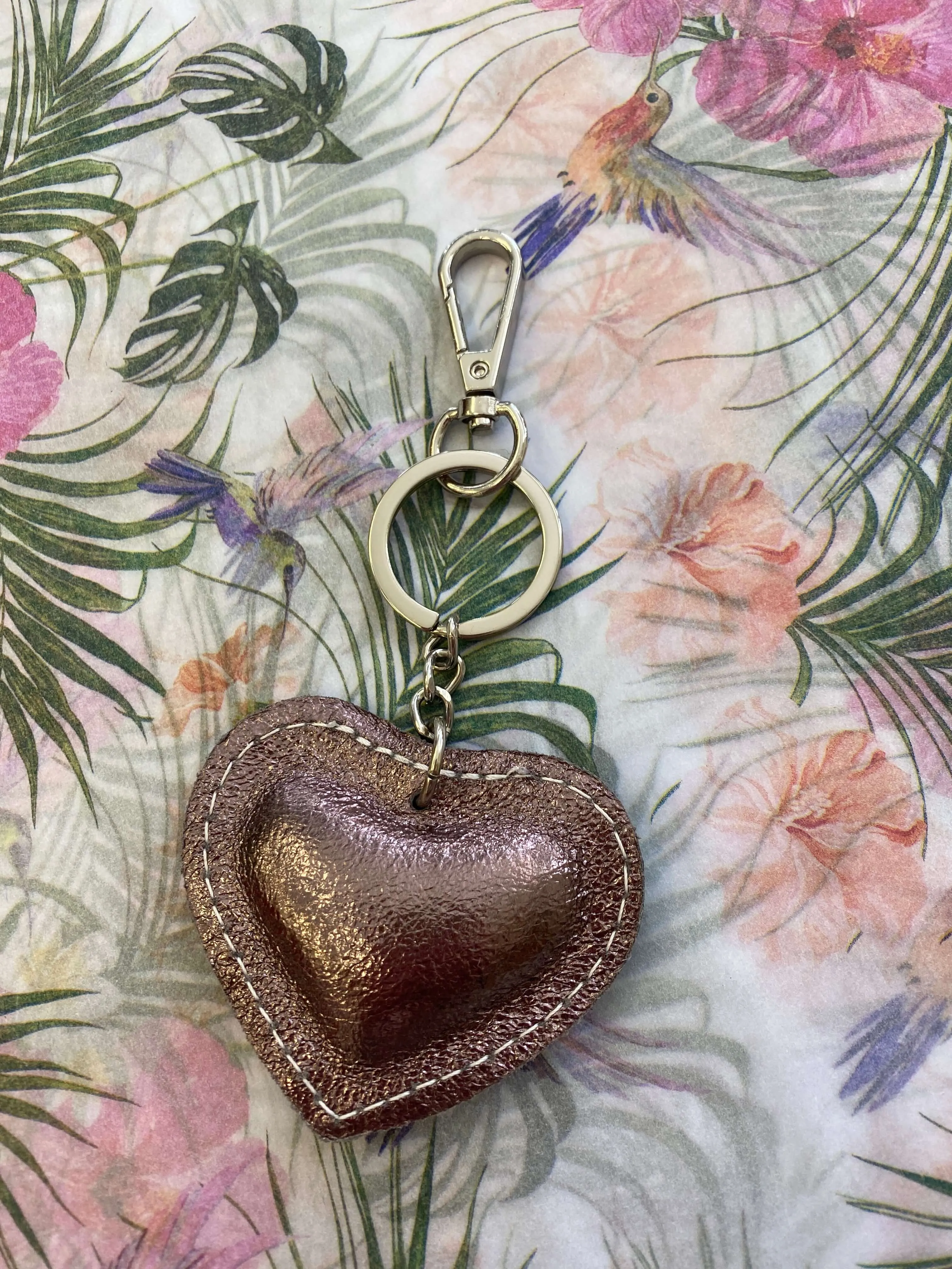 Leather Heart Key ring Bag Charm