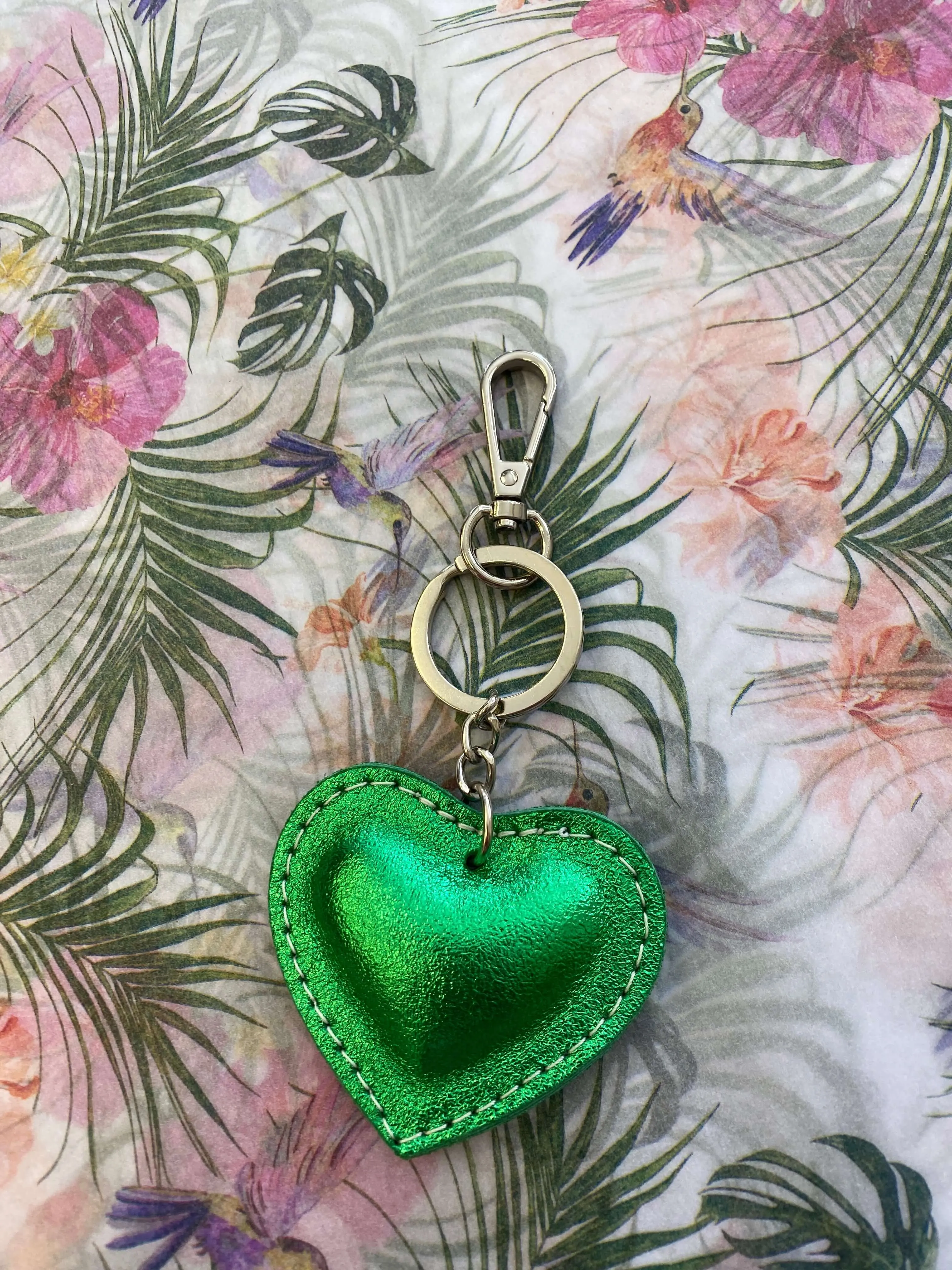 Leather Heart Key ring Bag Charm