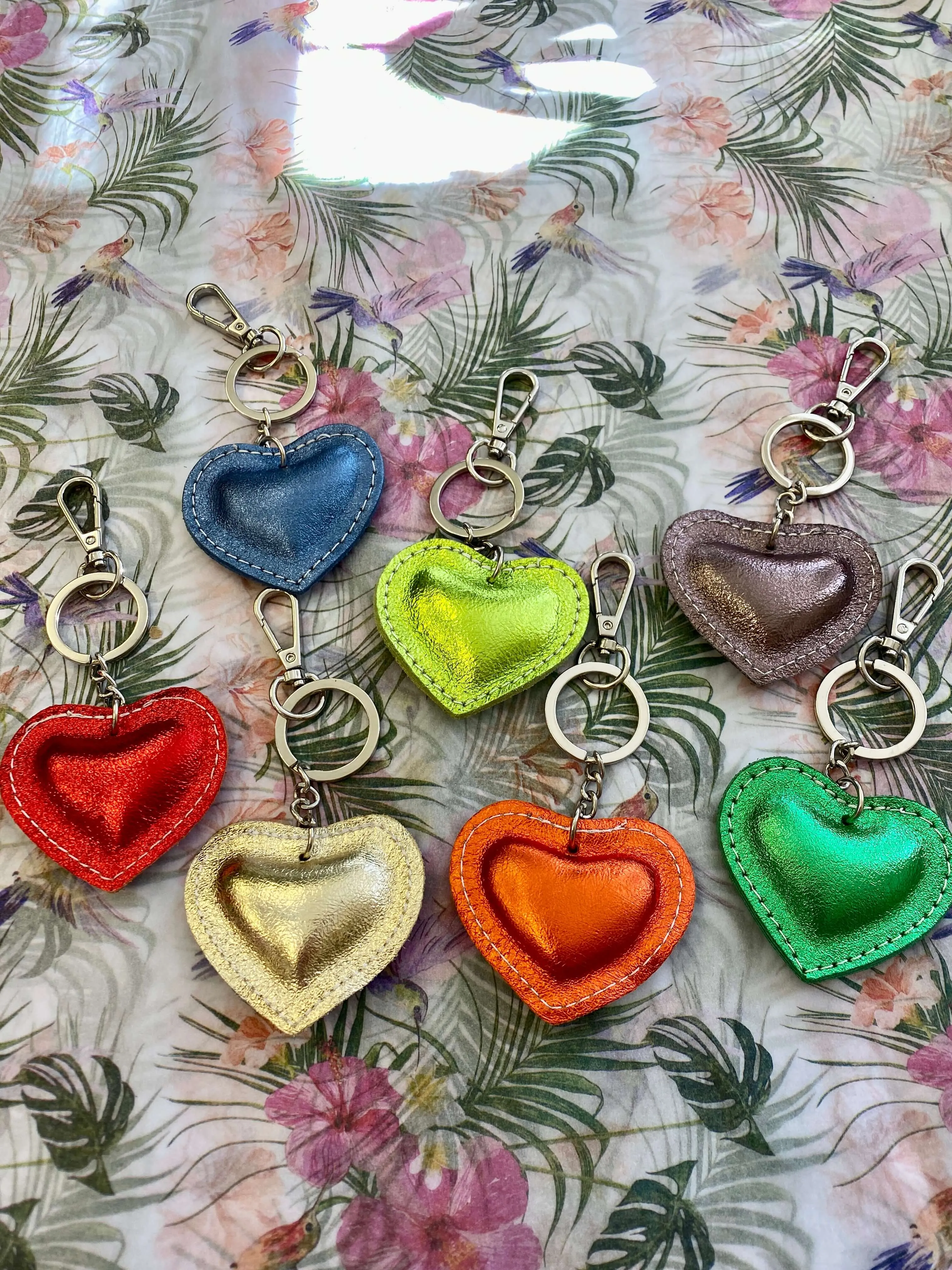 Leather Heart Key ring Bag Charm