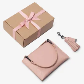 Leather Mini Clutch   Leather Key Ring/ Bag Tassel Gift Set – Blush