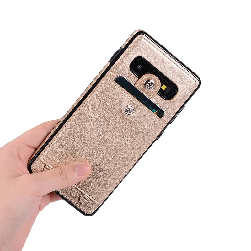 Leather Wallet Card Case For Samsung