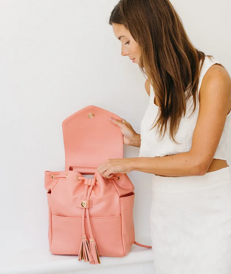 Luna Drawstring Backpack - Coral - [Outlet RETIRED Final Sale]