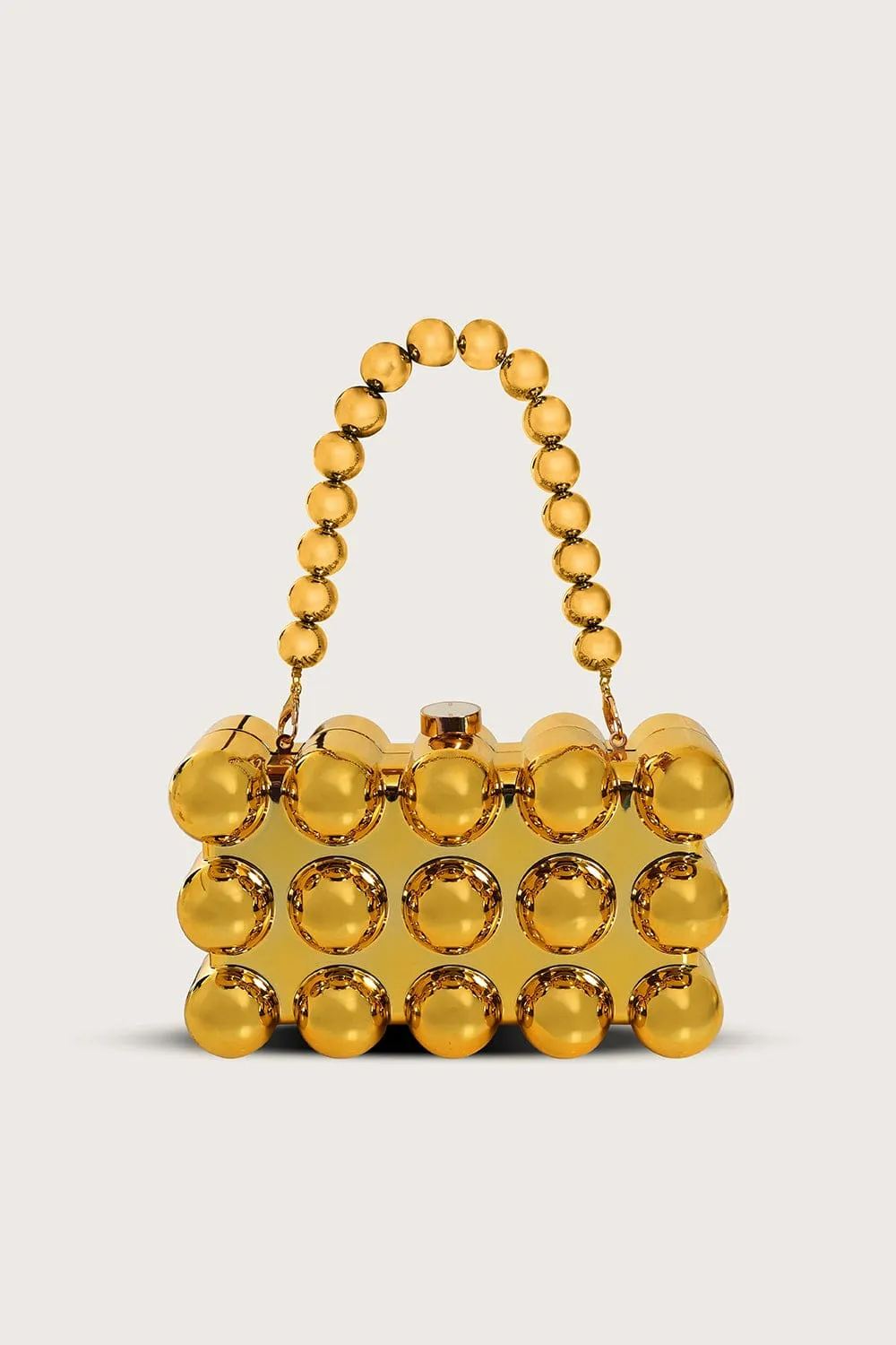 MAIA Spherical Acrylic Clutch Bag in Gold