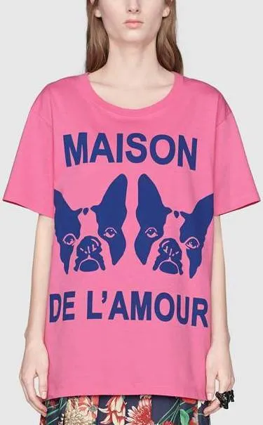 'Maison De Lamour' T-shirt with Bosco and Orso, Pink