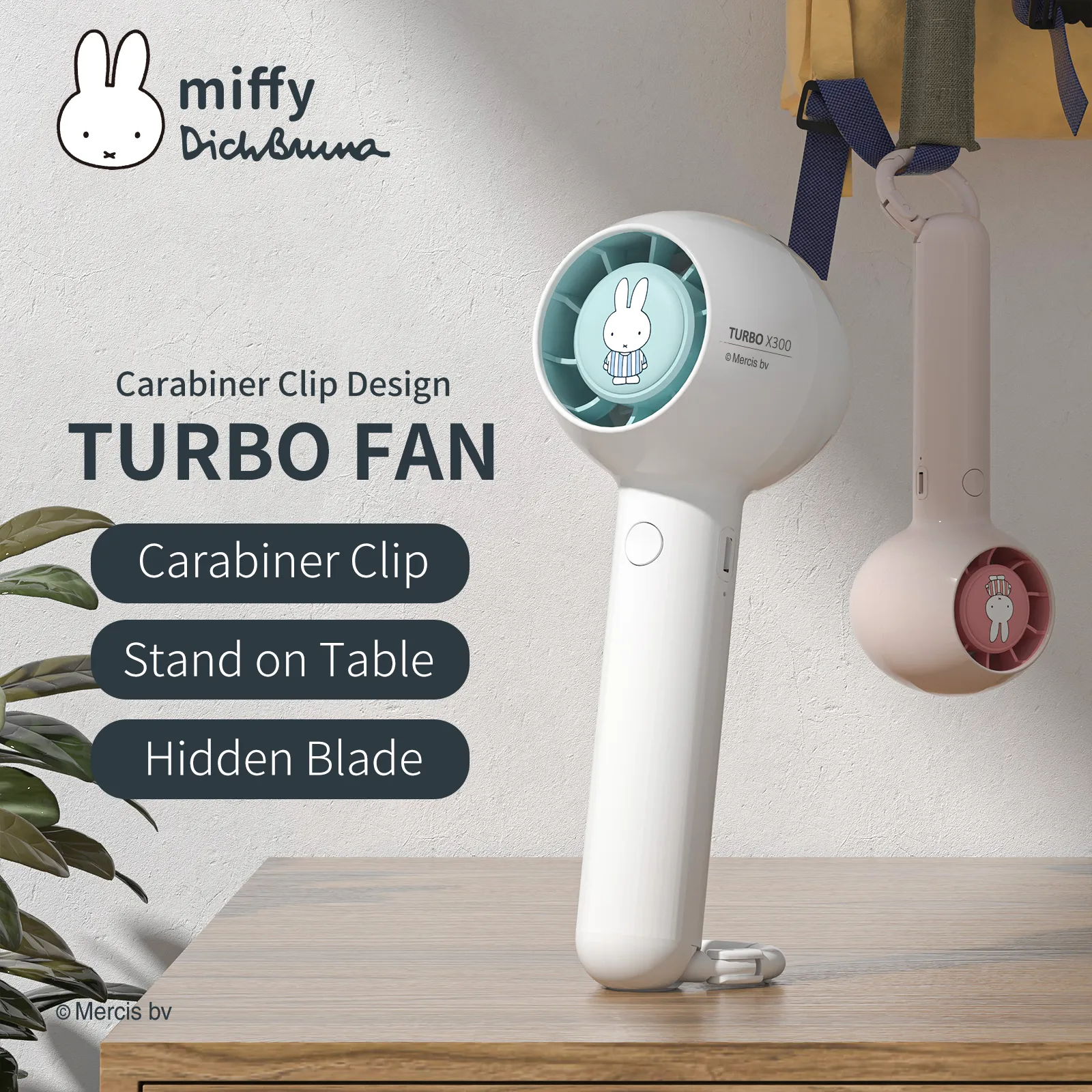 Miffy Carabiner Clip Mini Fan