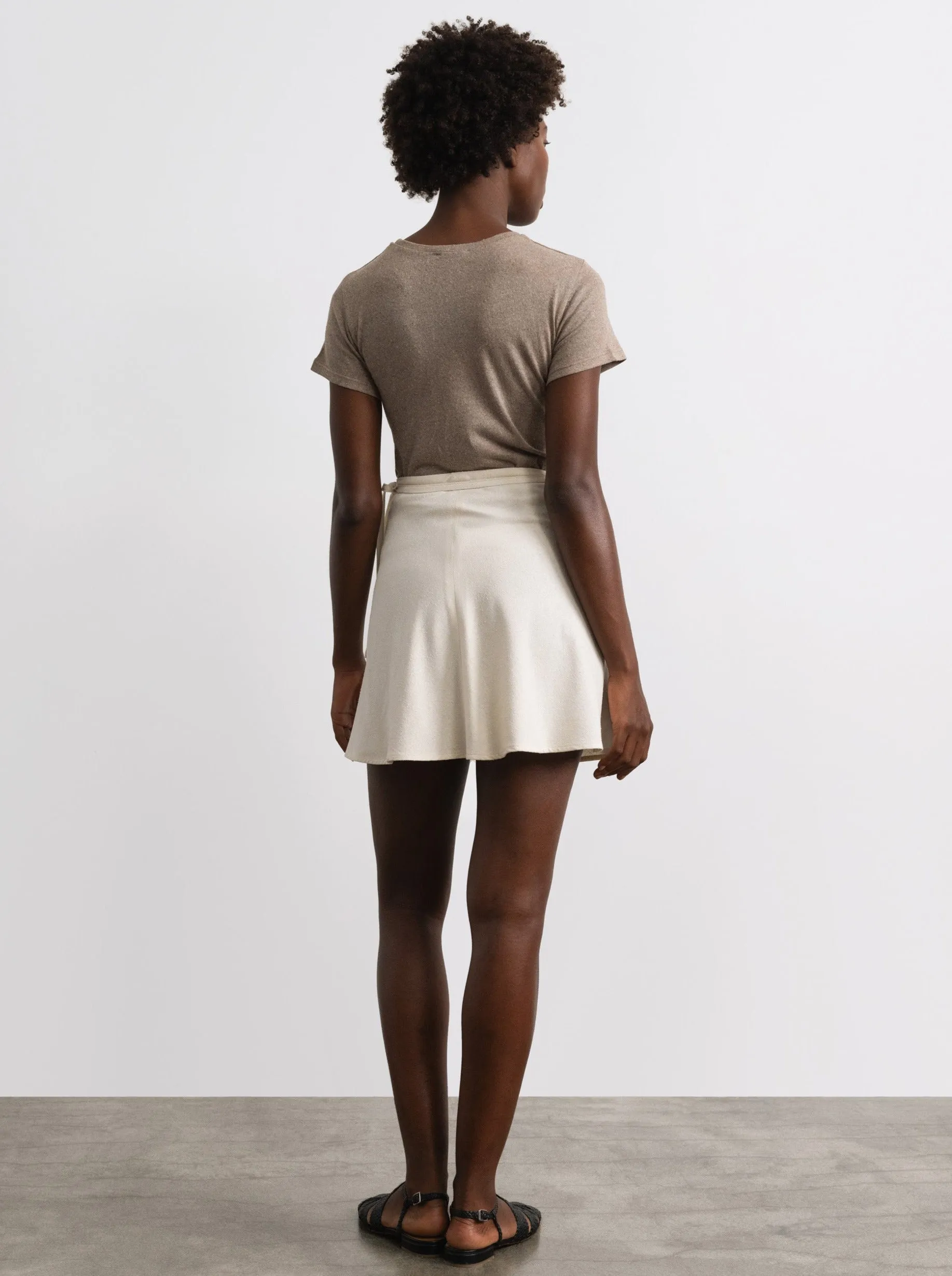 Mini Wrap Skirt, Regen Silk Noil, Natural