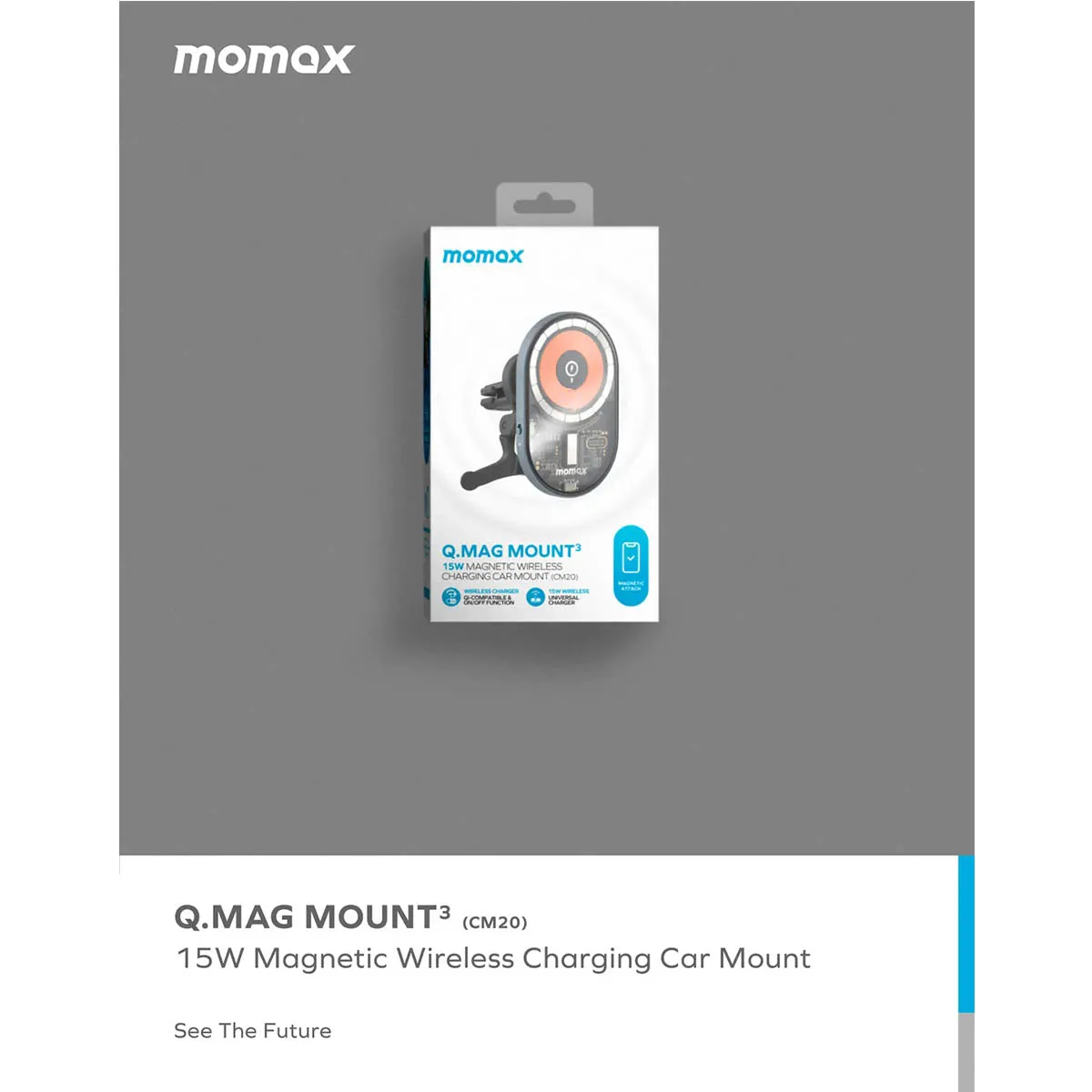 Momax Q.Mag Mount3 15W Magnetic Wireless Charing Car Mount