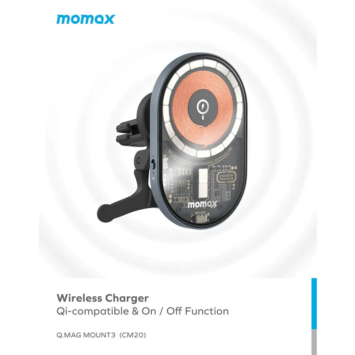 Momax Q.Mag Mount3 15W Magnetic Wireless Charing Car Mount