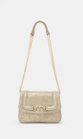 Momoni Mimi Flore Bag in Lamé Leather -  Light Gold