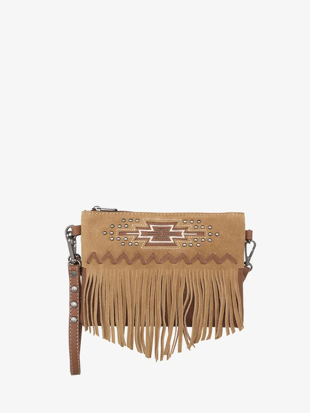 Montana West Aztec Embroidery Tassel Crossbody Wristlet