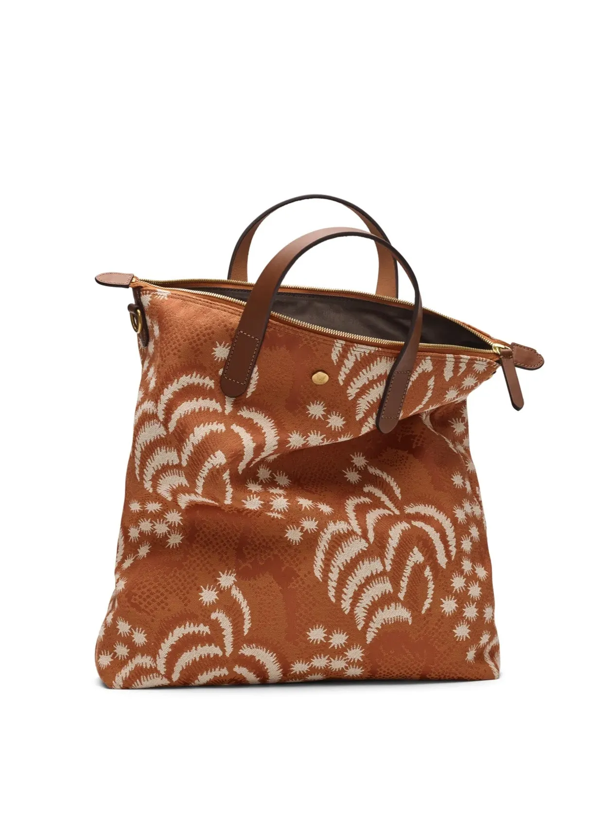 M/S SHOPPER | Palm Jacquard/Cuoio