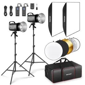 NEEWER 2 Pack S101-300W 600Ws Studio Monolight Flash Light Kit