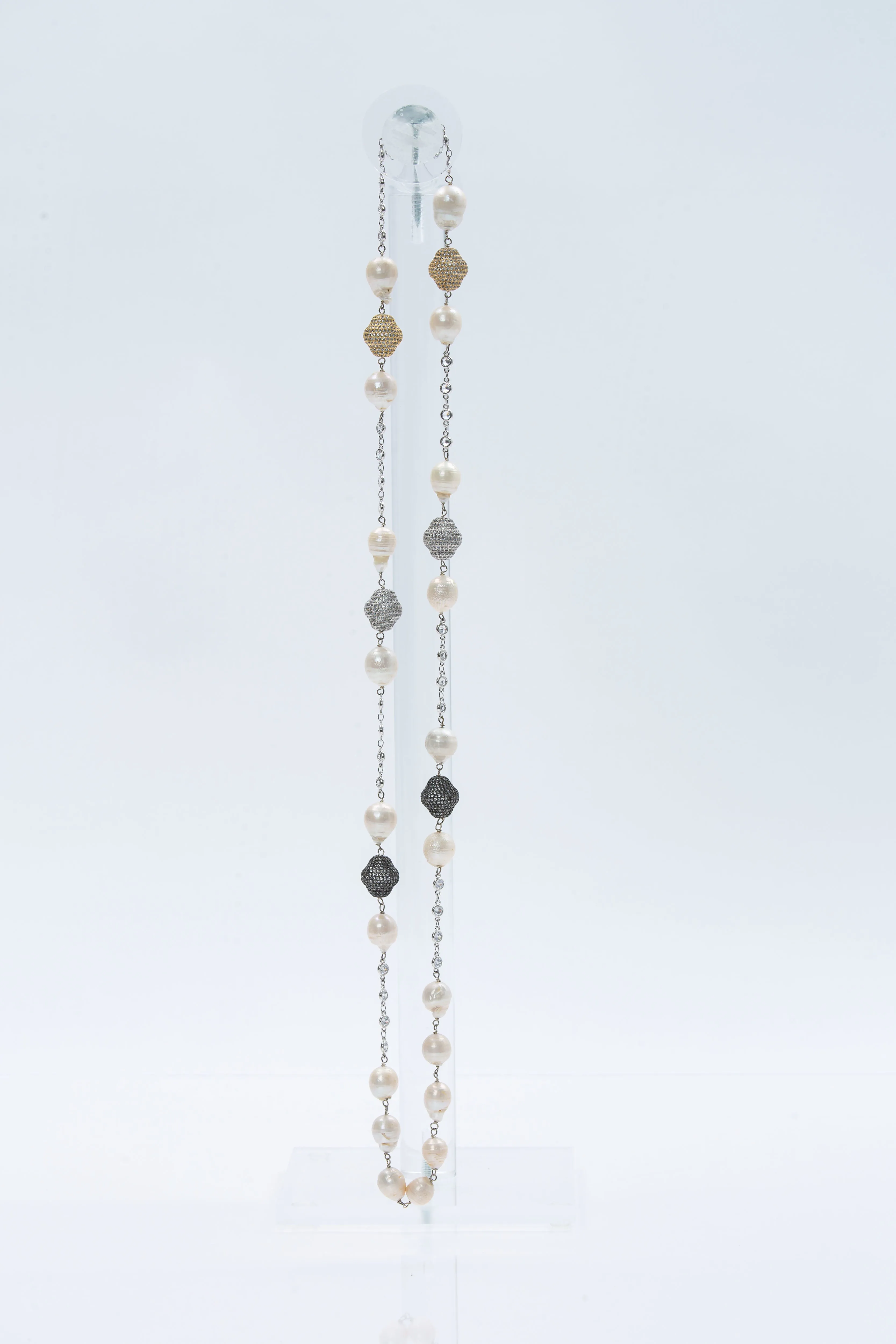 Oxana Necklace (Pearl & Tri Color Nuggets)