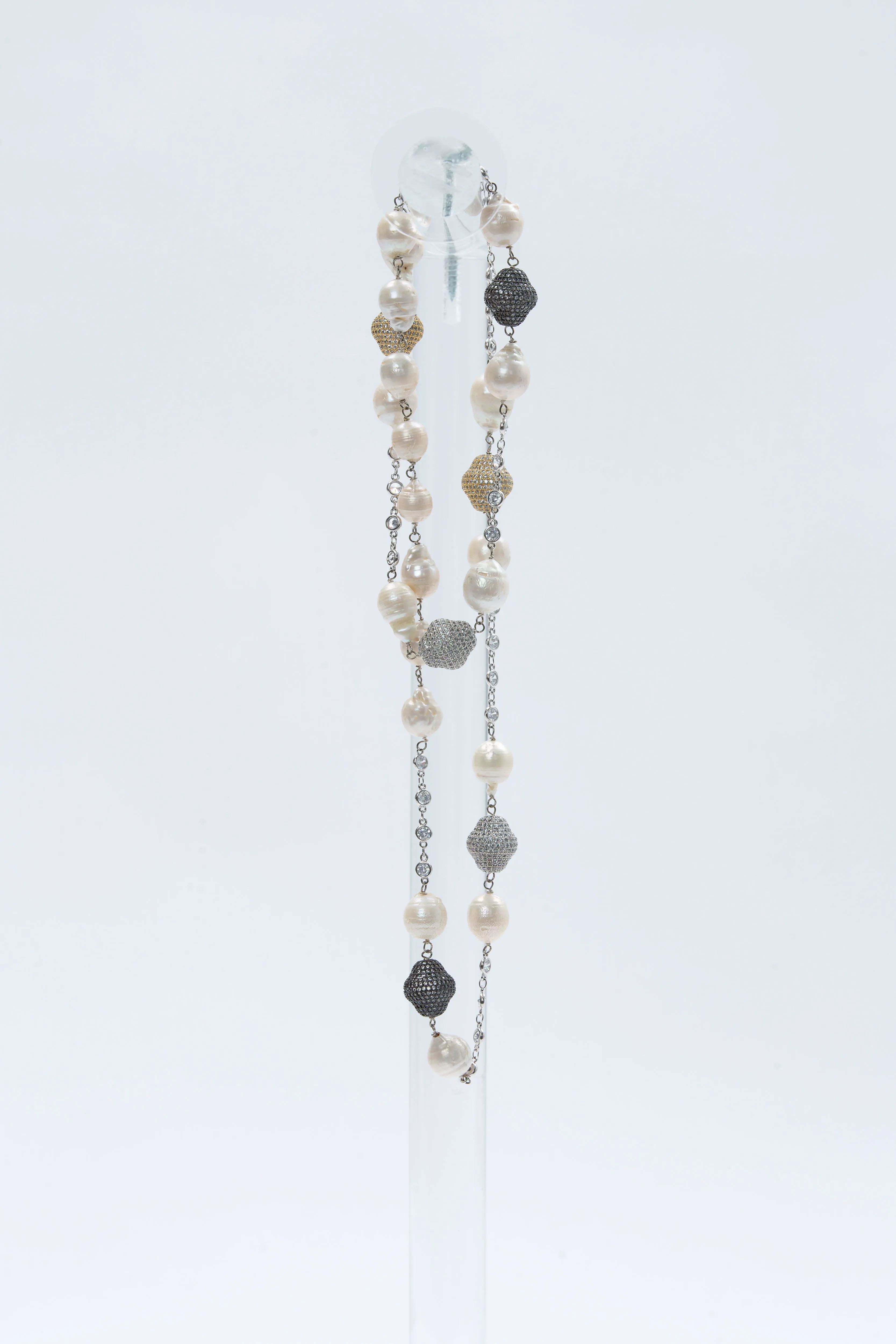 Oxana Necklace (Pearl & Tri Color Nuggets)