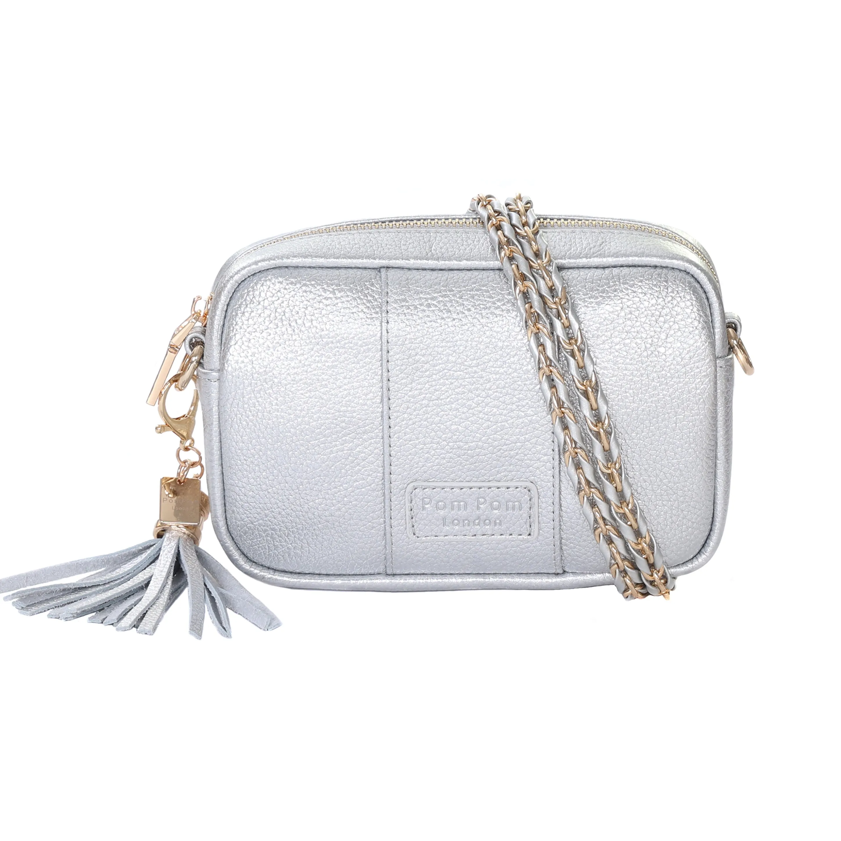 Pom Pom London City MINI Bag Metallic Silver