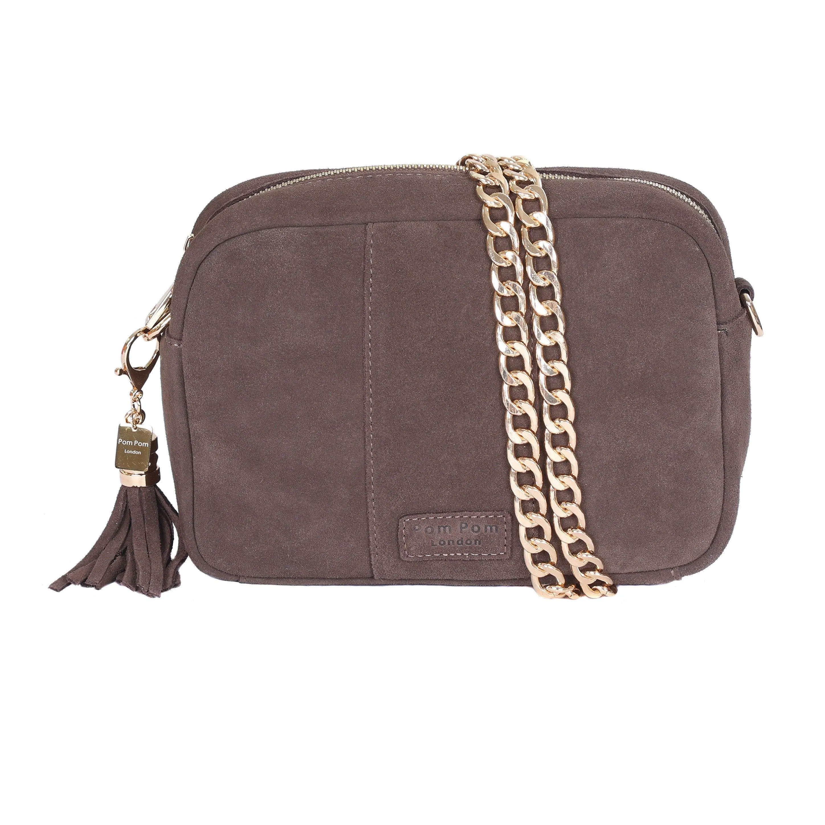 Pom Pom London City Suede Bag Mocha